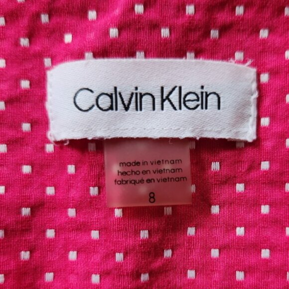 Calvin Klein Pink with White Polka Dot Sleeveless Bodycon Dress Size 8 - Picture 5 of 5